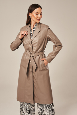 Skinn trenchcoat dam, cappuccino