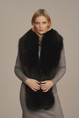 Pälskrage av naturlig tvättbjörnspäls, svart