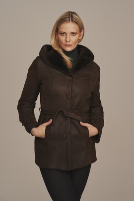 Kort shearlingjacka dam chokladbrun – Shearling vinterjacka