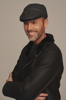 Läder keps vinter herr svart