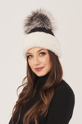 Shearling hatt med pompom